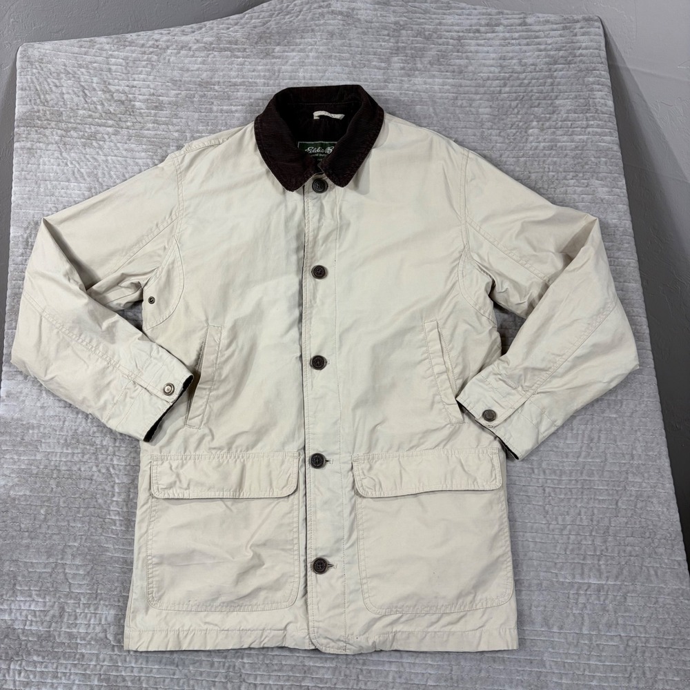Eddie Bauer Mens Barn Jacket Tan Brown Corduroy Collar Cotton Blend Size S